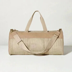 NWT HEARTH & HAND CANVAS‎ TRAVEL DUFFEL BAG KHAKI